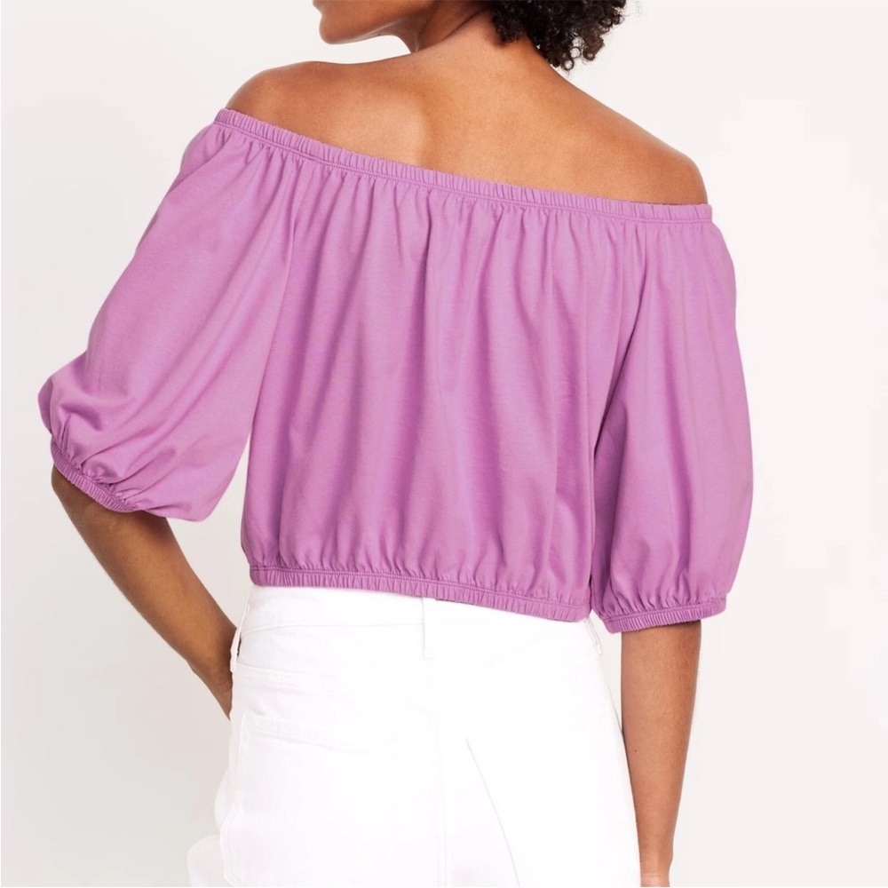 Old Navy 2X Pink Cropped Top Off-Shoulder Blouse - Picture 4 of 13